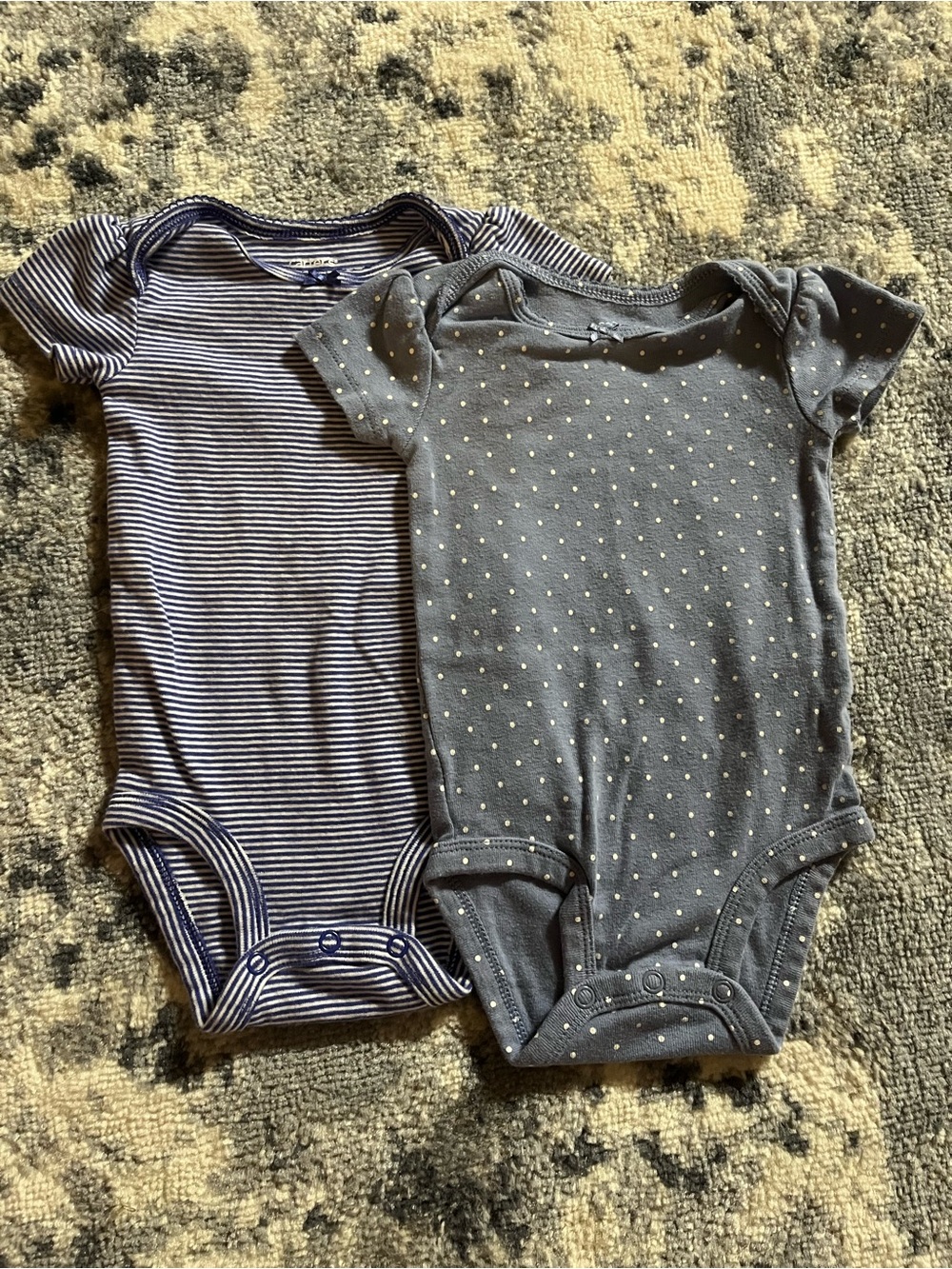 Carter's blue Striped & Polka Dot Short-Sleeve One-Piece Duo